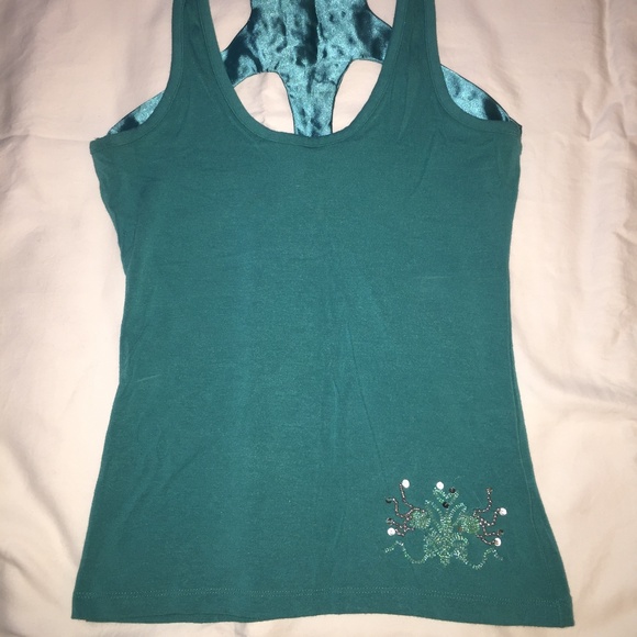 Turquoise top  with beads - Picture 2 of 7